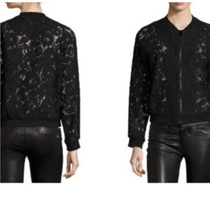 BAGATELLE Black Semisheer Lace Bomber Jacket